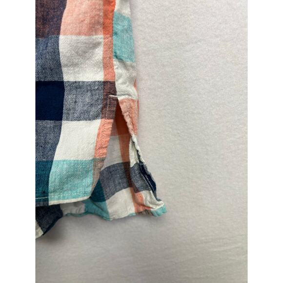 St Johns Bay Short Sleeve Relaxed Checkered Plaid Shirt - Size Large Linen - Picture 10 of 12